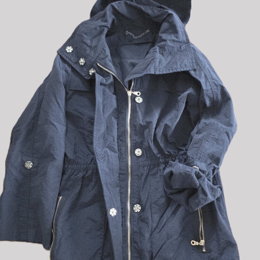 Cloister Collection Tessa Jacket black gold hardware concealed Hood Size M-L - Picture 7 of 11
